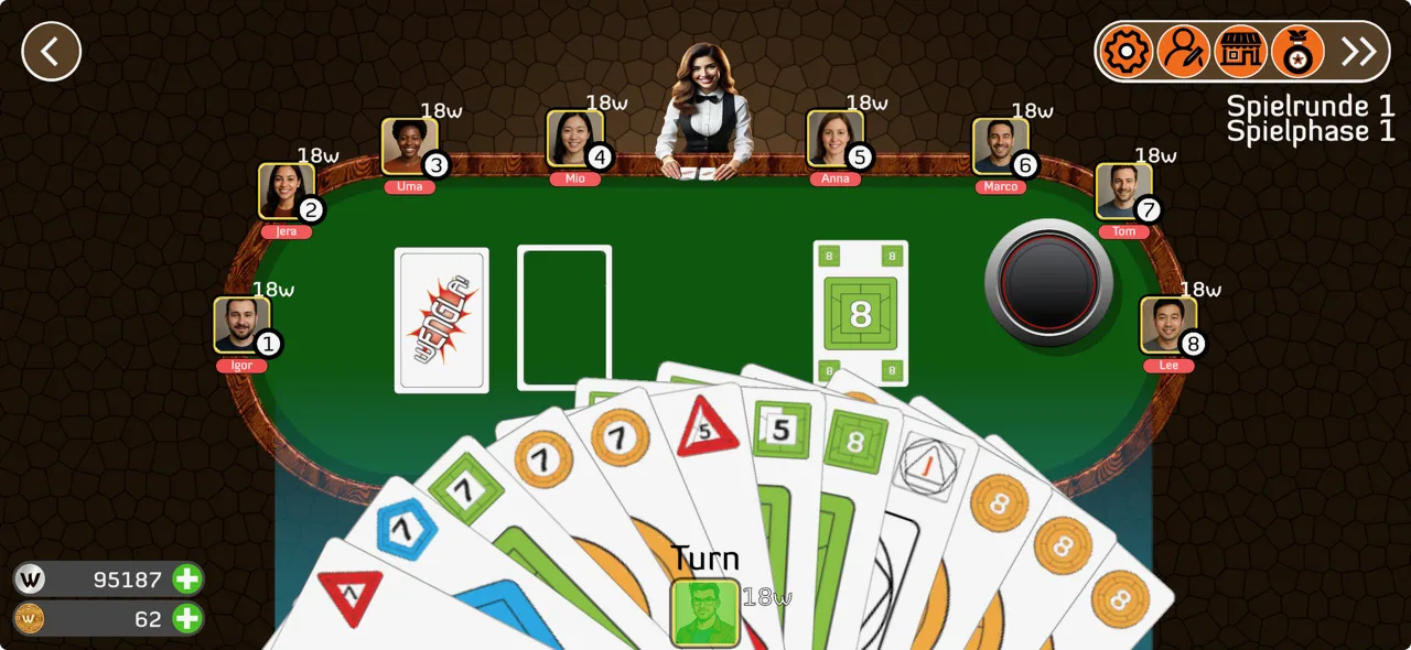 Wengla Tisch mit aktivem Spielzug