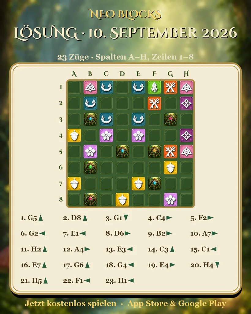 Lösung des NEO Blocks Tagesrätsels vom 10. September 2026